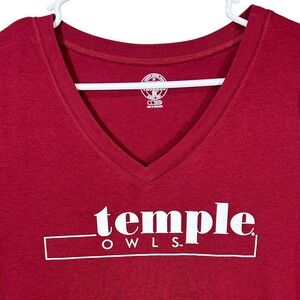 Rivalry Threads Temple Owls V-Neck T-Shirt Women's Large Red Cotton Polyester
